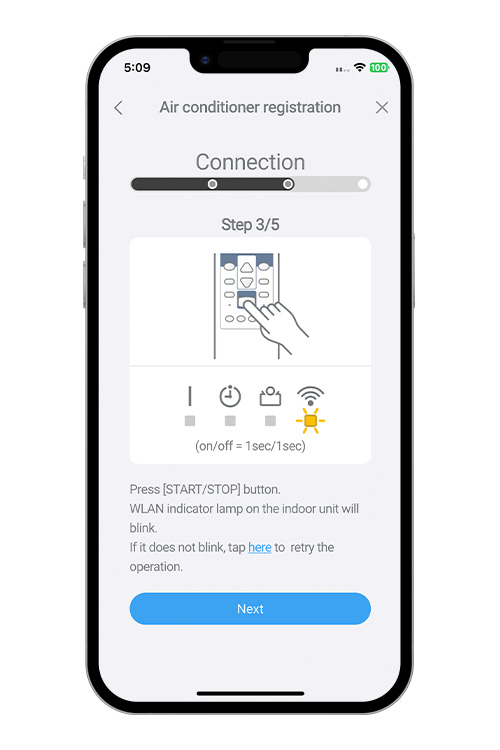 Press the WPS button on the WLAN router that you are connecting to. Refer to the operating manual of the WLAN router for the location of the button and how to press it.